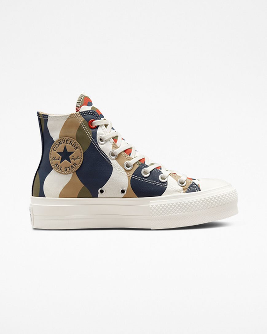 Sapatos Plataforma Converse Chuck Taylor All Star Lift Twisted Classics Cano Alto Feminino Obsidiana Caqui | PT C087143